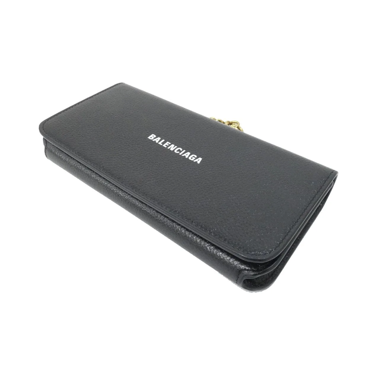 BALENCIAGA Hourglass 593784 1IZIM Wallet Leather 黑色 皮革 中古品A - 縮圖 3