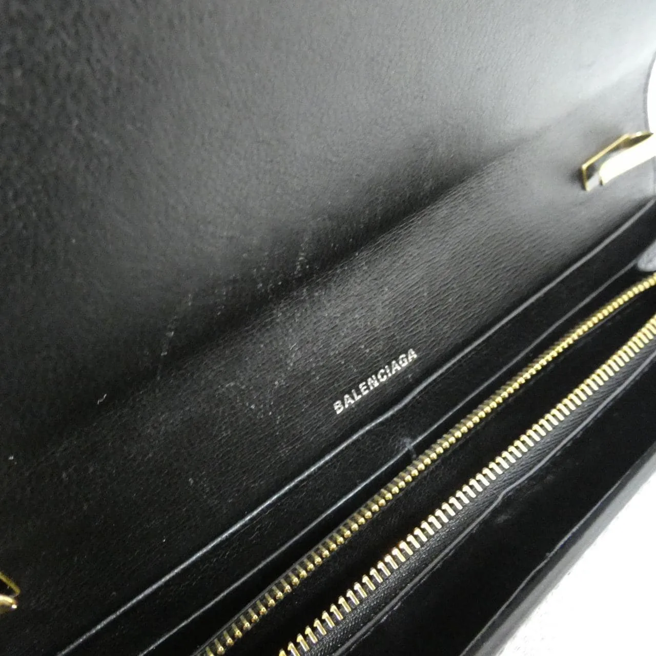 BALENCIAGA Hourglass 593784 1IZIM Wallet Leather 黑色 皮革 中古品A - 縮圖 6