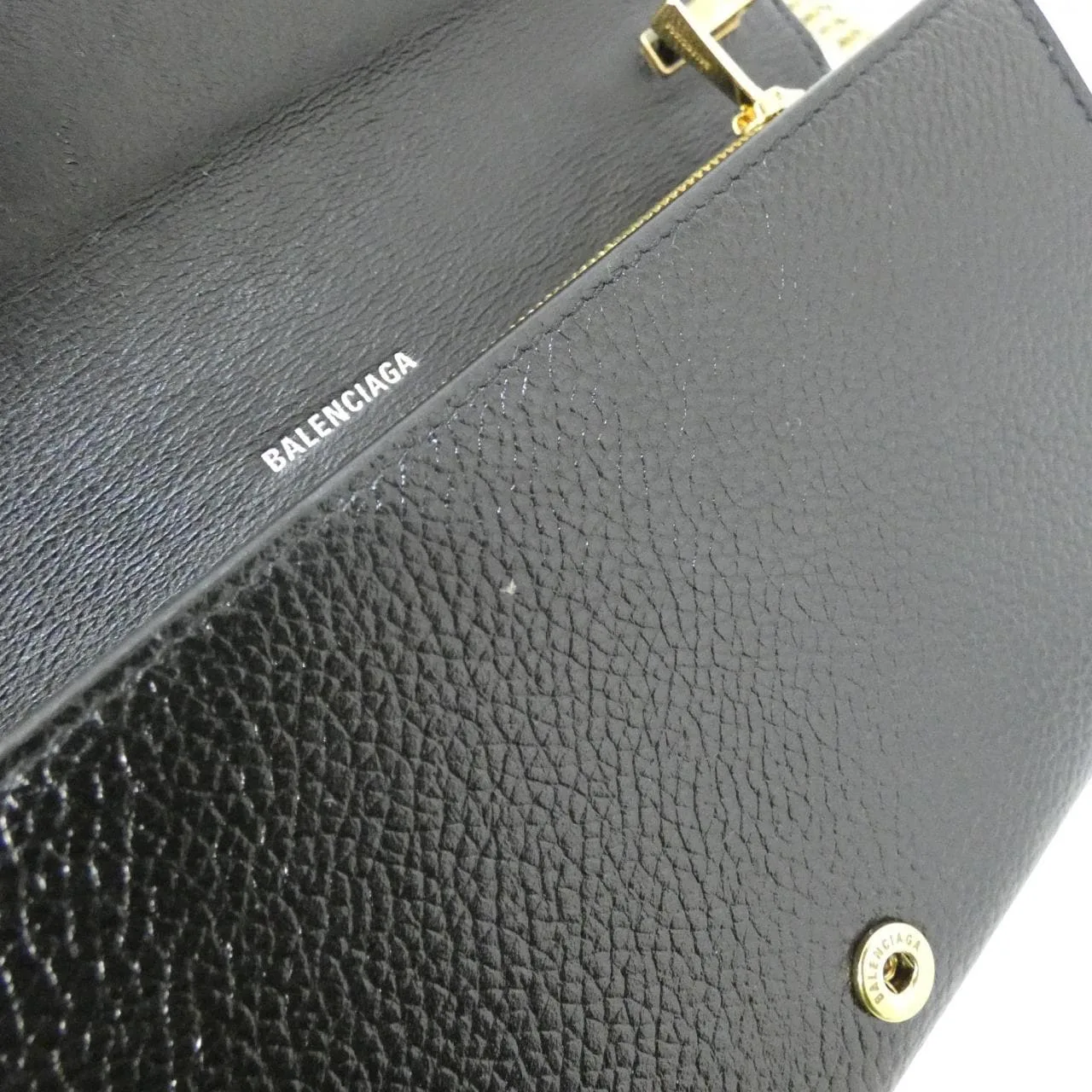 BALENCIAGA Hourglass 593784 1IZIM Wallet Leather 黑色 皮革 中古品A - 縮圖 7