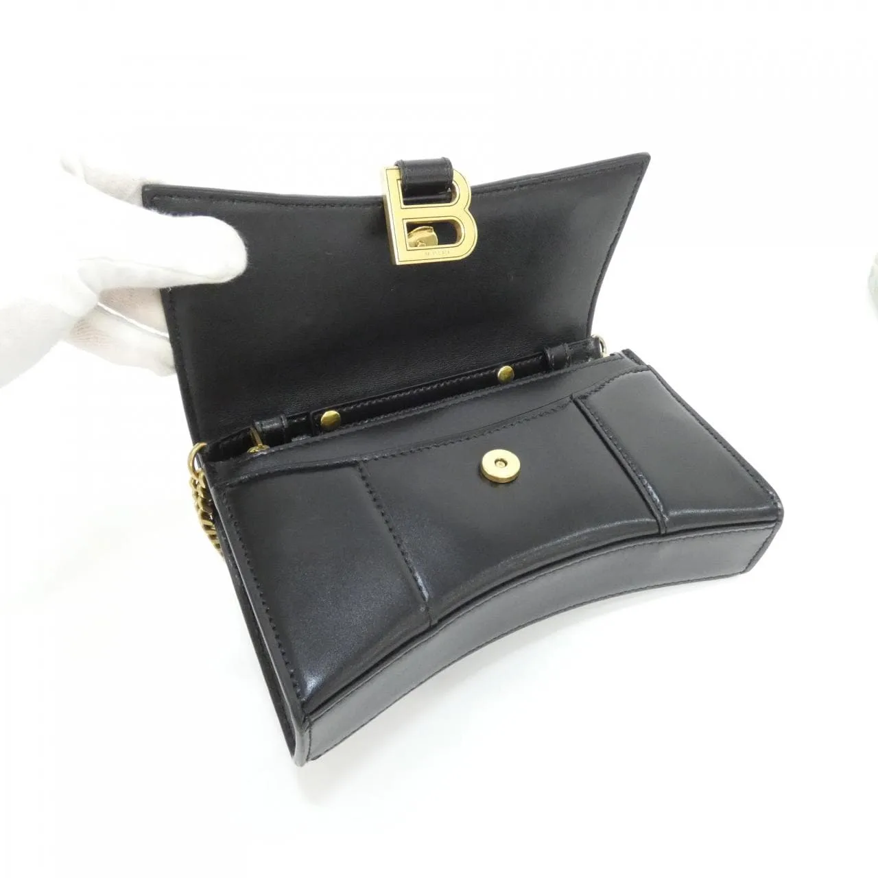 BALENCIAGA Hourglass 656050 1QJ4M Wallet Black Rank A - Thumbnail 7
