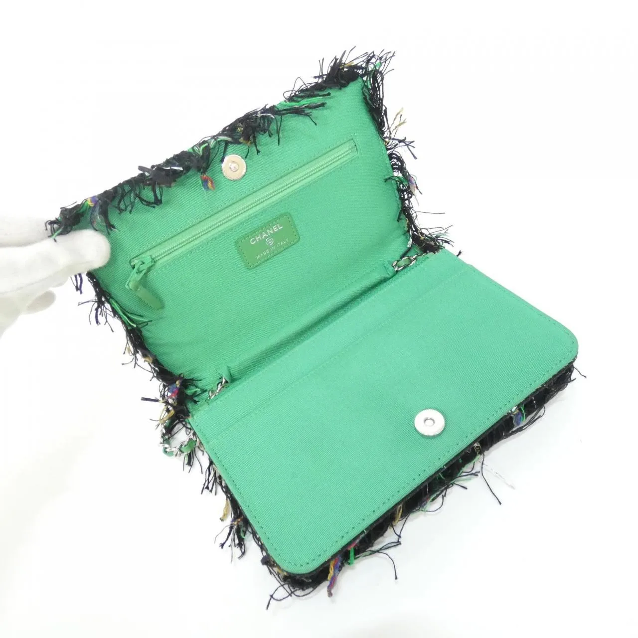 CHANEL Wallet on Chain 33814 Wallet Tweed Black Tweed Rank A - Thumbnail 7