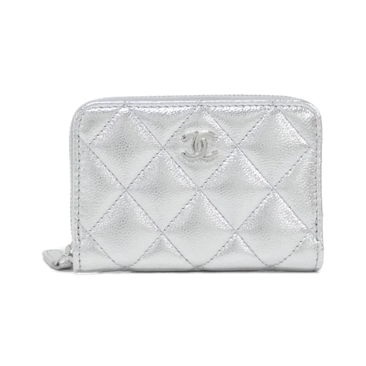 CHANEL Timeless Classic AP0216 Coin Case Grained Calfskin 銀色