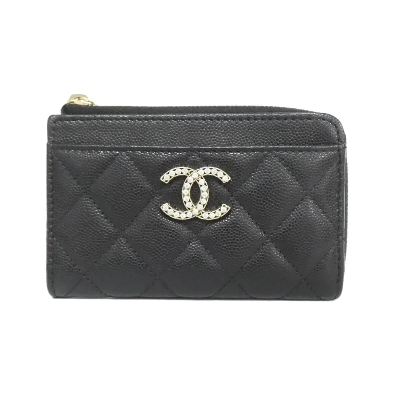 CHANEL AP4558 Card Case Grained Calfskin Black