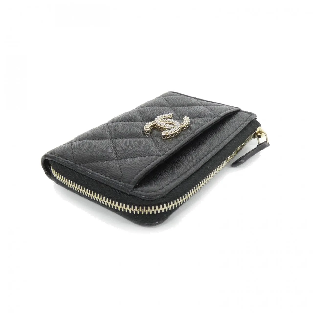 CHANEL AP4558 Card Case Grained Calfskin 黑色 荔枝紋牛皮 中古品A - 縮圖 3