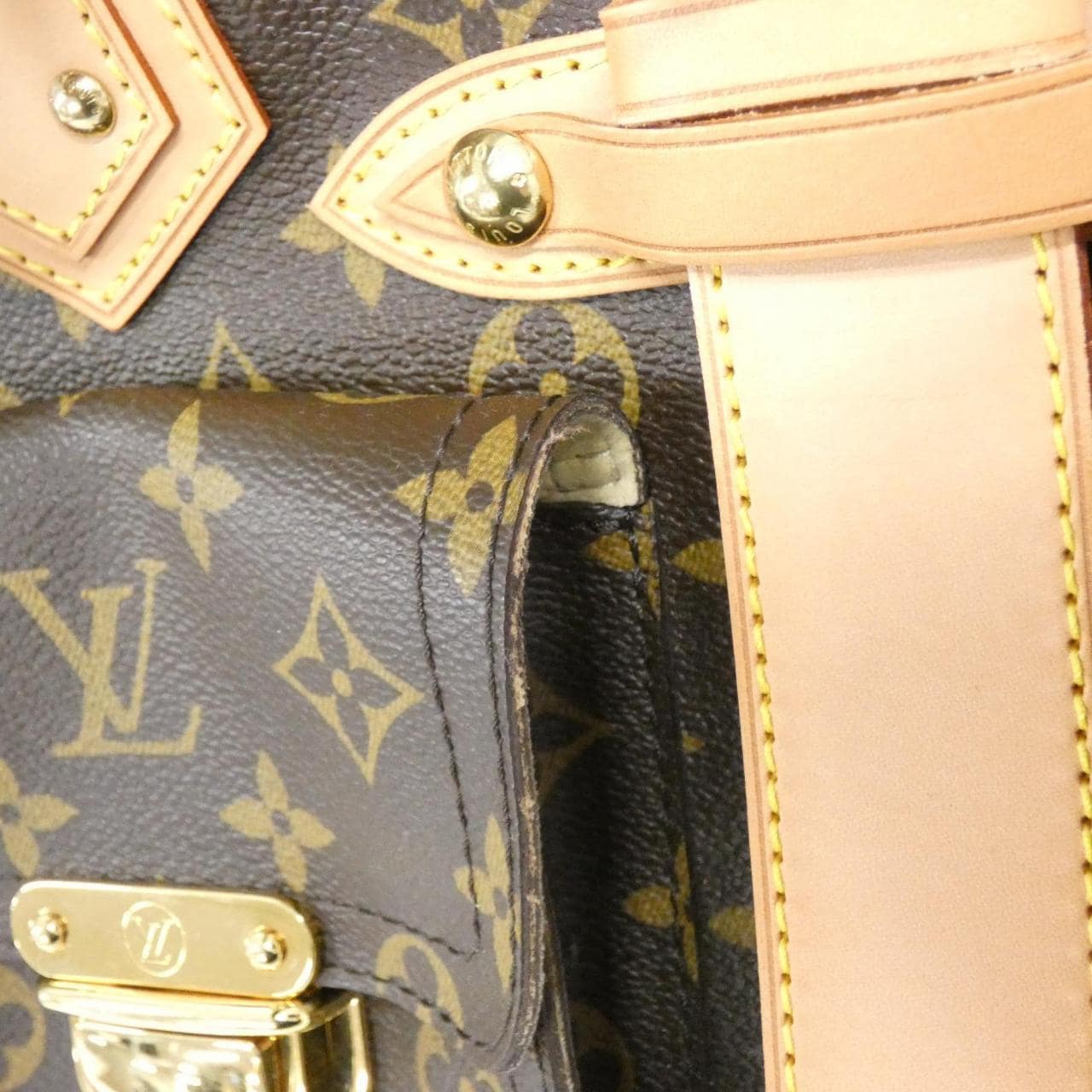 LOUIS VUITTON M40025 Handbag Monogram 黑色 Monogram 中古品A - 縮圖 5