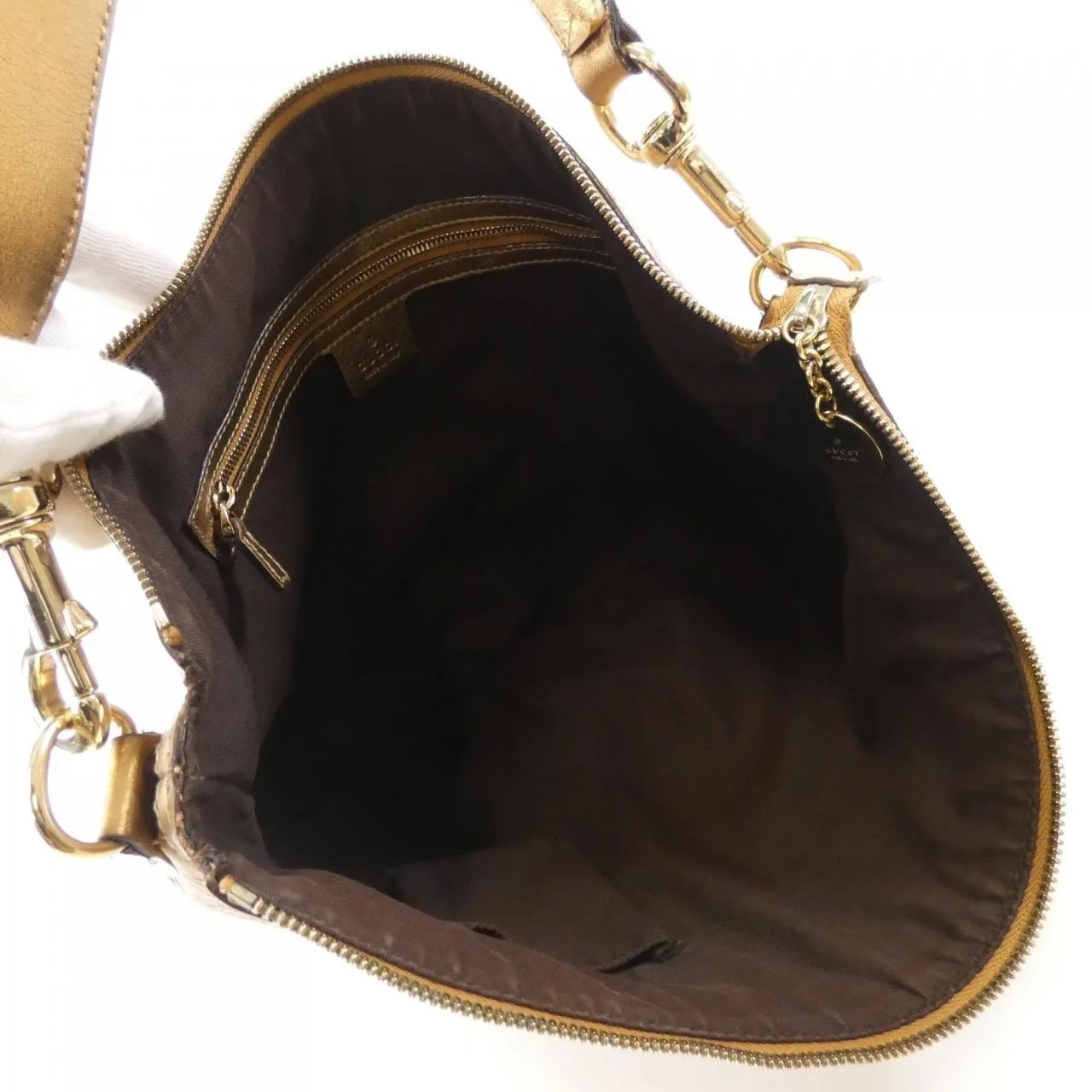 GUCCI 153032 Shoulder Leather Gold Leather Rank B - Thumbnail 9