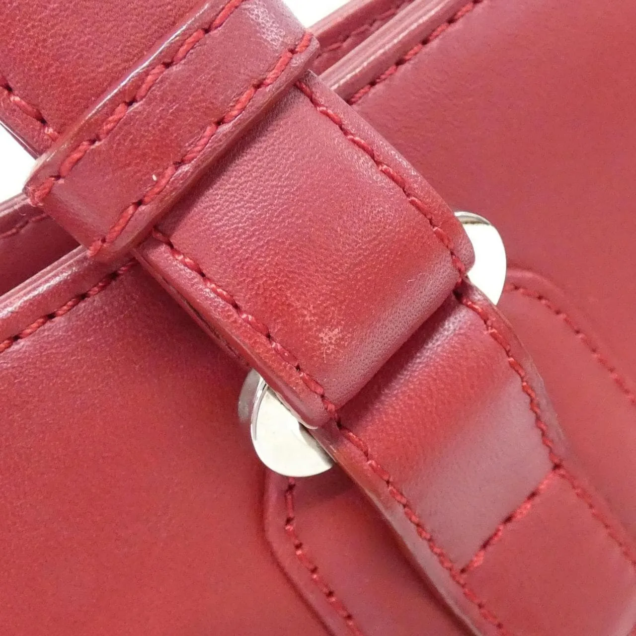 LOEWE Handbag Leather 紅色 皮革 中古品A - 縮圖 4