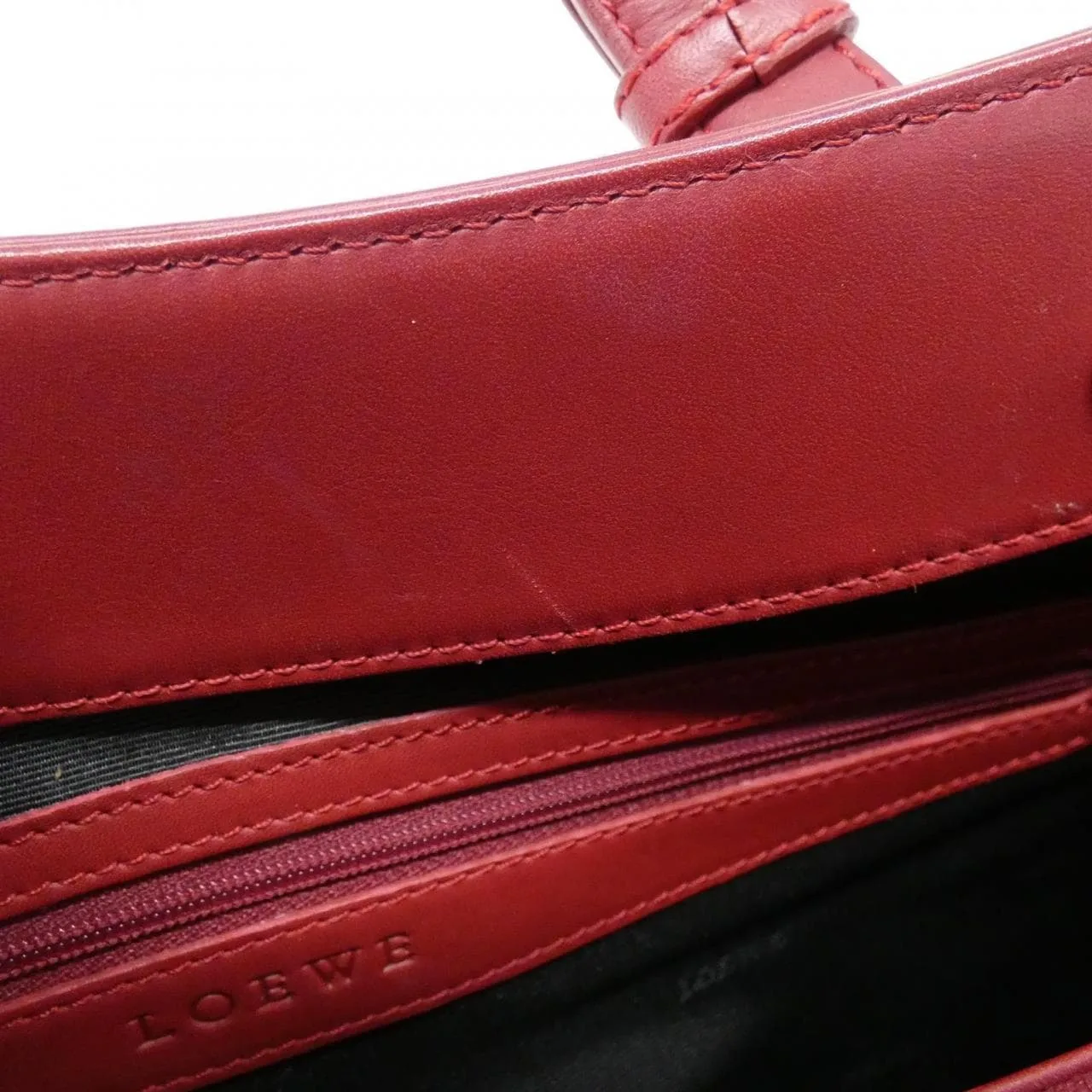 LOEWE Handbag Leather 紅色 皮革 中古品A - 縮圖 8
