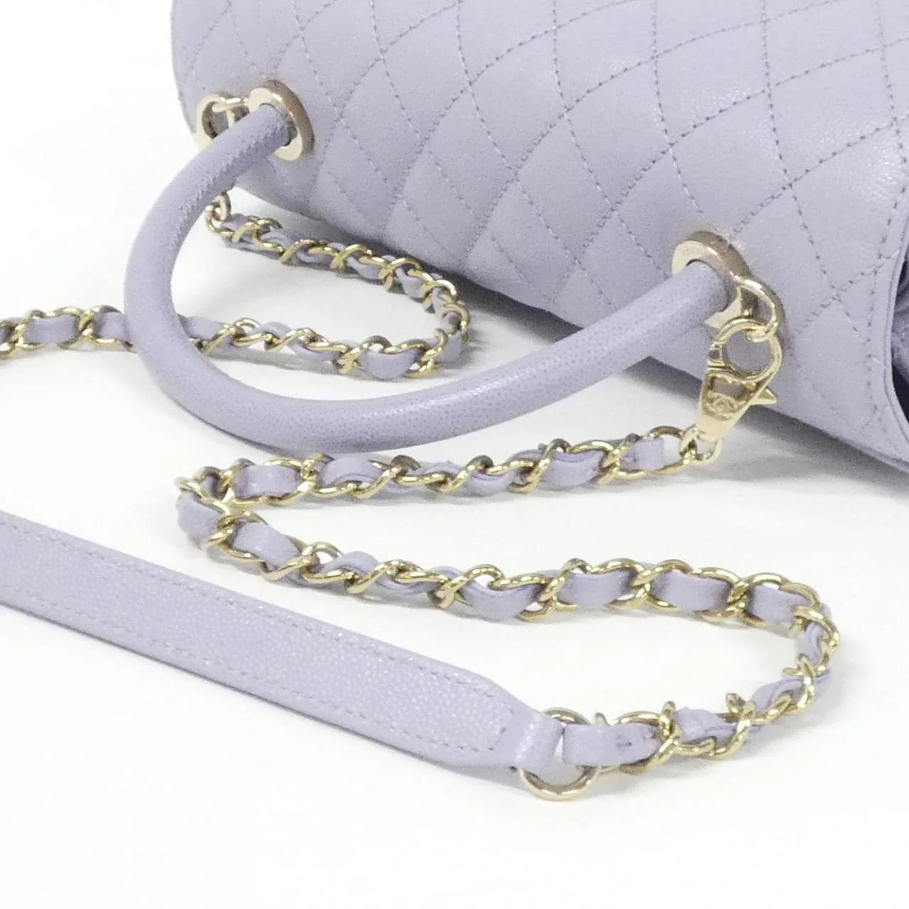 CHANEL Matelasse 92991 Handbag Grained Calfskin 紫色 荔枝紋牛皮 中古品A - 縮圖 8