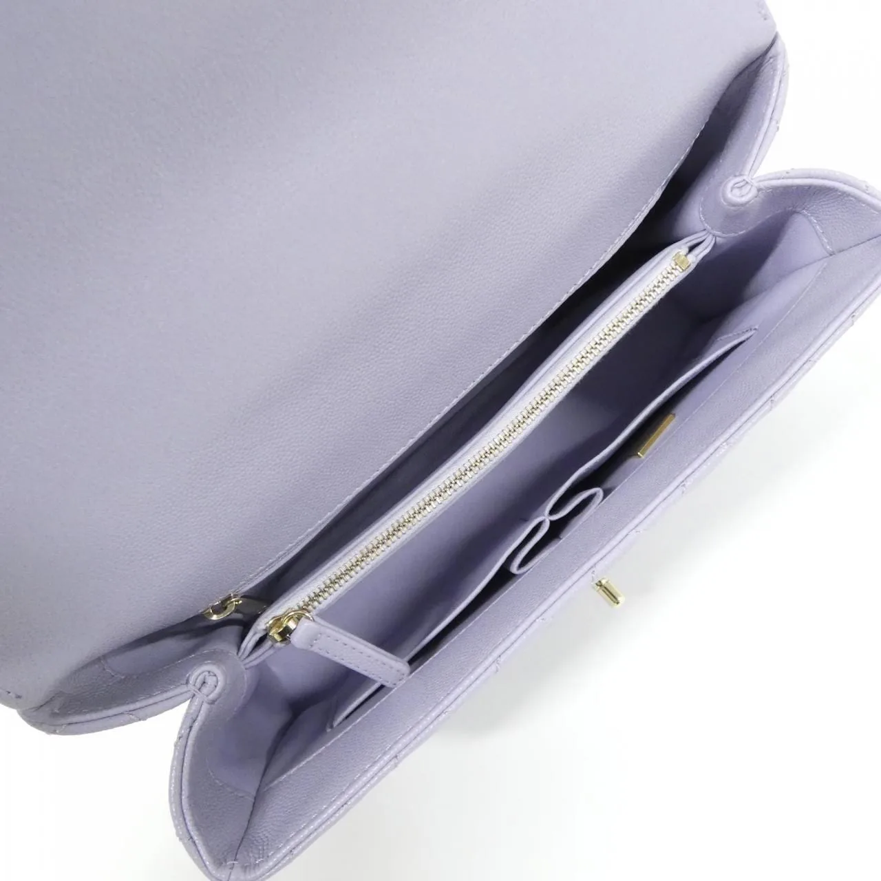 CHANEL Matelasse 92991 Handbag Grained Calfskin 紫色 荔枝紋牛皮 中古品A - 縮圖 9