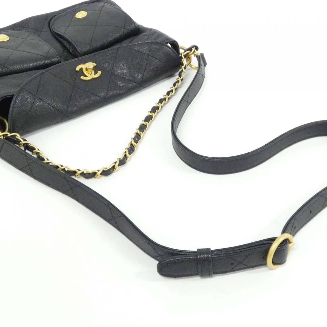 CHANEL AS5384 Shoulder Grained Calfskin 黑色 荔枝紋牛皮 中古品A - 縮圖 6