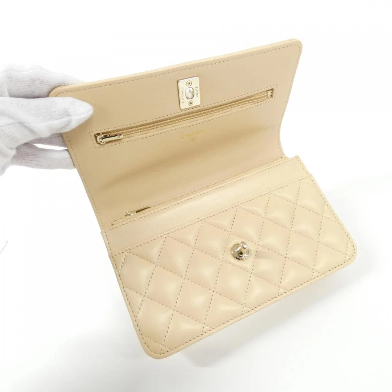 CHANEL AP4292 Wallet Lambskin Beige Lambskin Rank A - Thumbnail 6