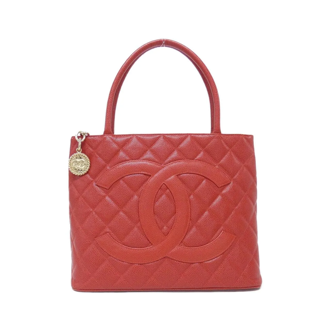 CHANEL Matelasse 1804 Handbag Grained Calfskin Red
