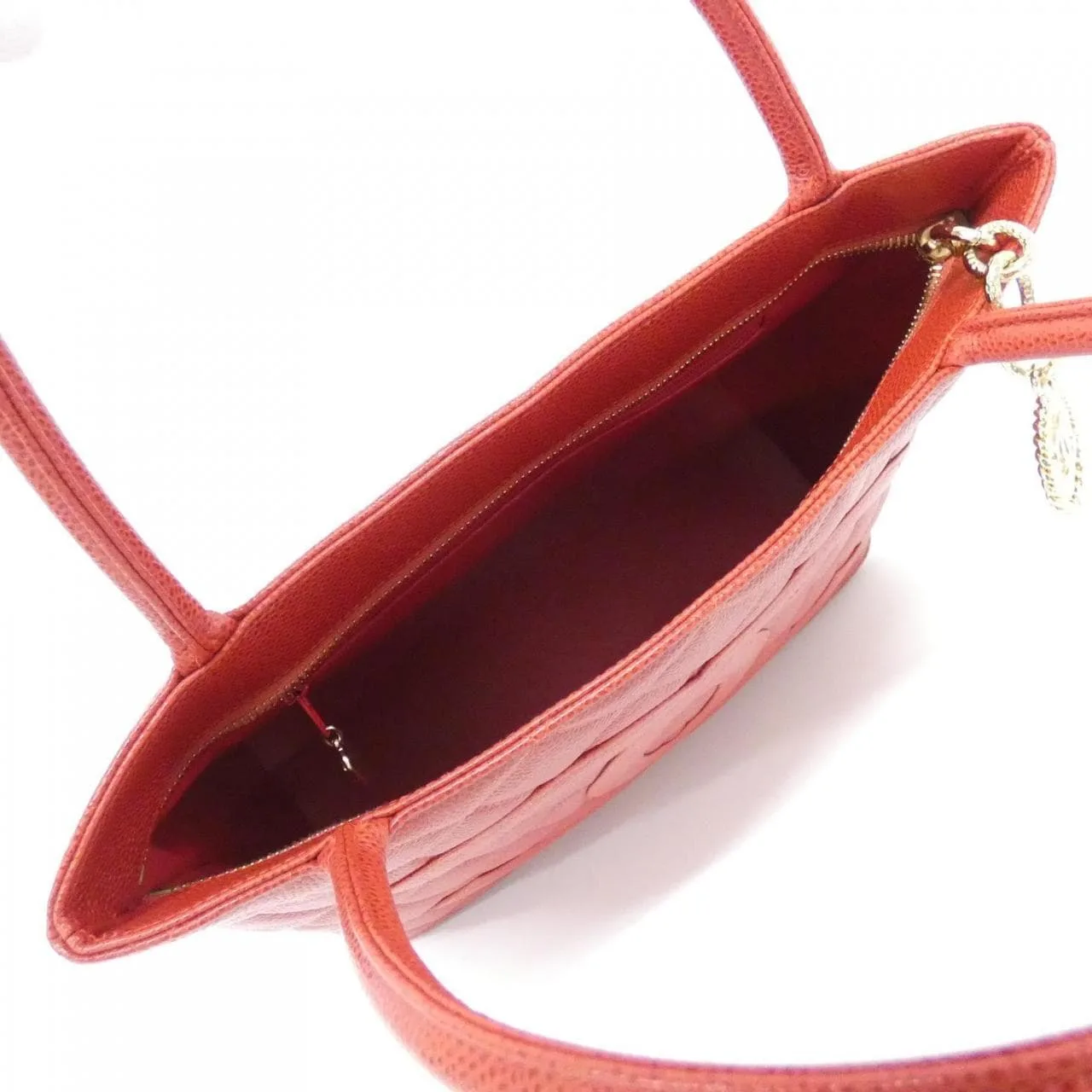 CHANEL Matelasse 1804 Handbag Grained Calfskin 紅色 荔枝紋牛皮 中古品A - 縮圖 6