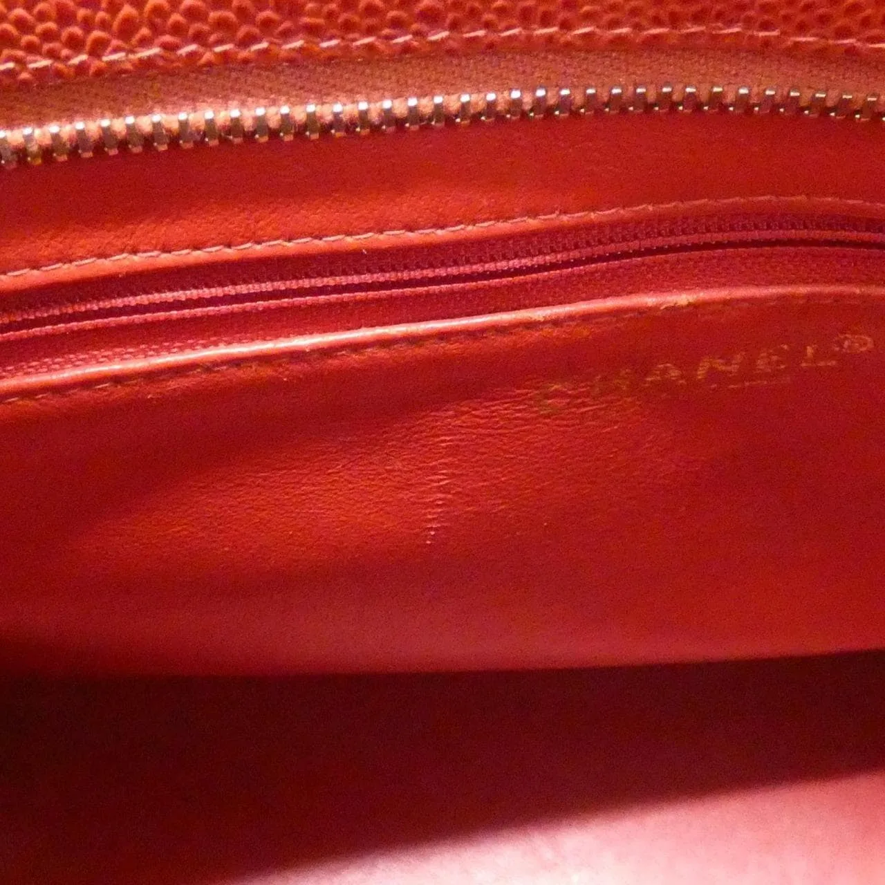 CHANEL Matelasse 1804 Handbag Grained Calfskin 紅色 荔枝紋牛皮 中古品A - 縮圖 7