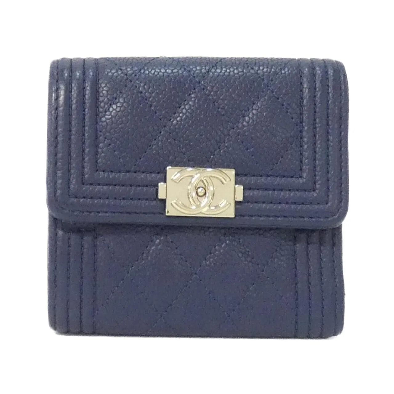 CHANEL Boy Chanel Wallet Caviar Leather Navy