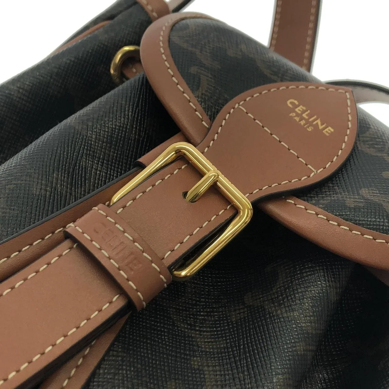 CELINE 197662CAS Backpack Canvas 黑色 帆布 中古品A - 縮圖 4