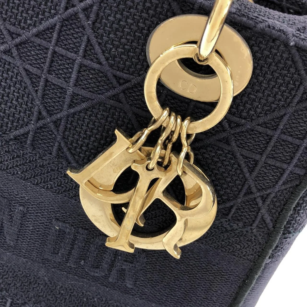 DIOR Lady Dior M0565OREY Handbag Canvas 黑色 帆布 中古品B - 縮圖 4