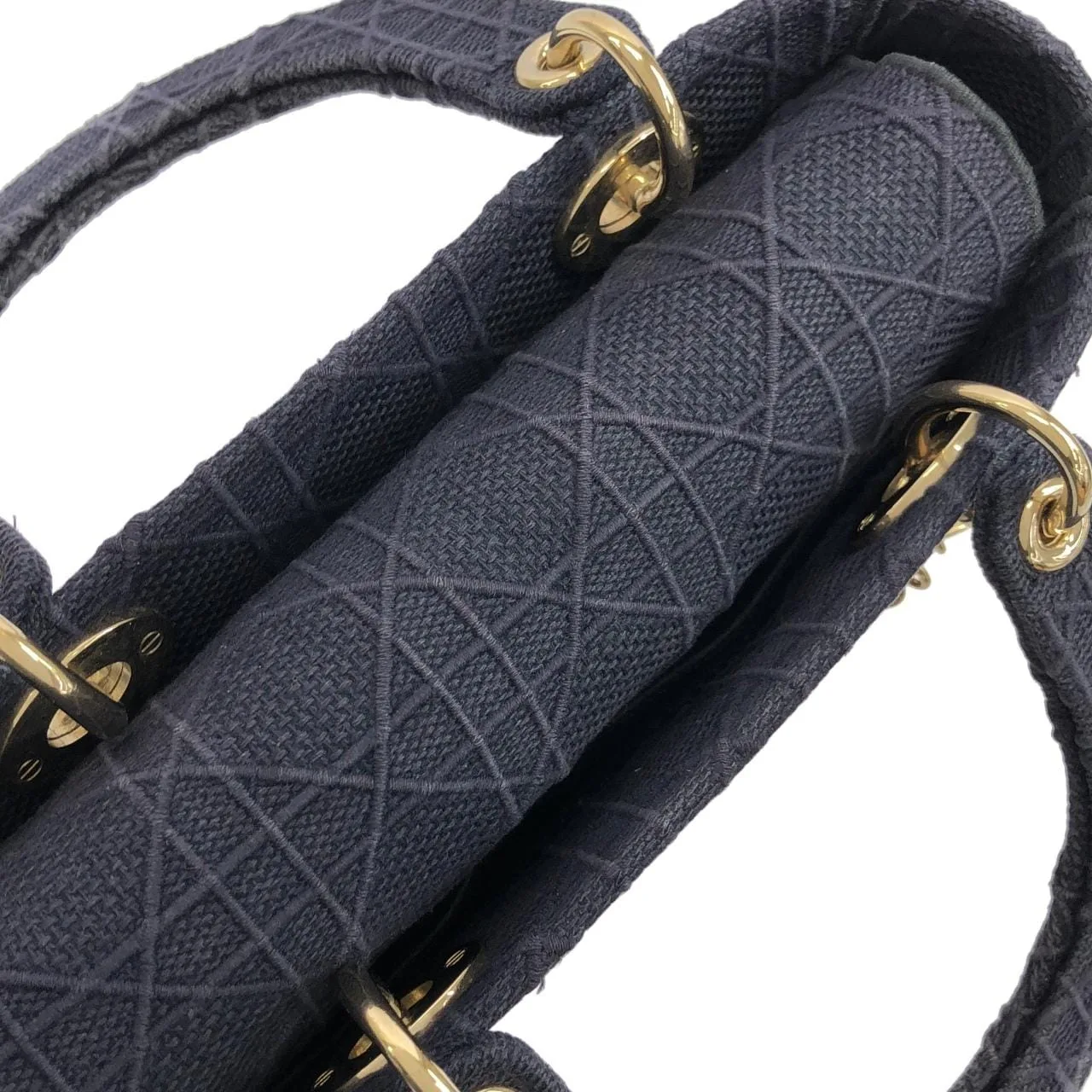 DIOR Lady Dior M0565OREY Handbag Canvas 黑色 帆布 中古品B - 縮圖 5