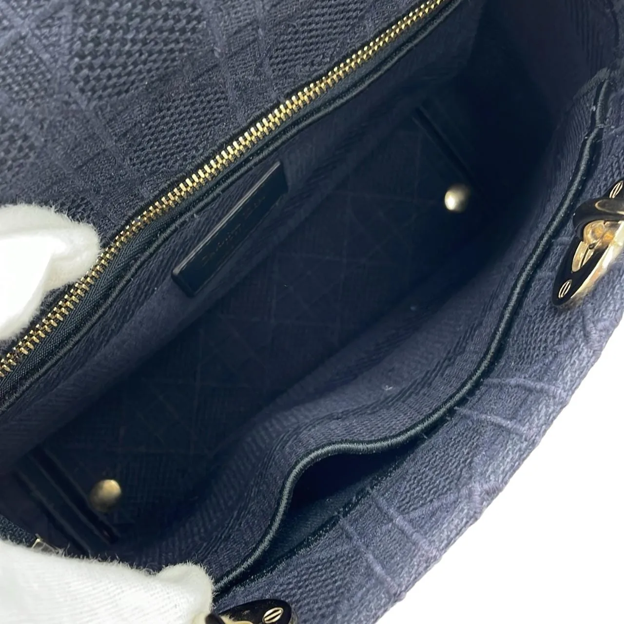 DIOR Lady Dior M0565OREY Handbag Canvas 黑色 帆布 中古品B - 縮圖 8