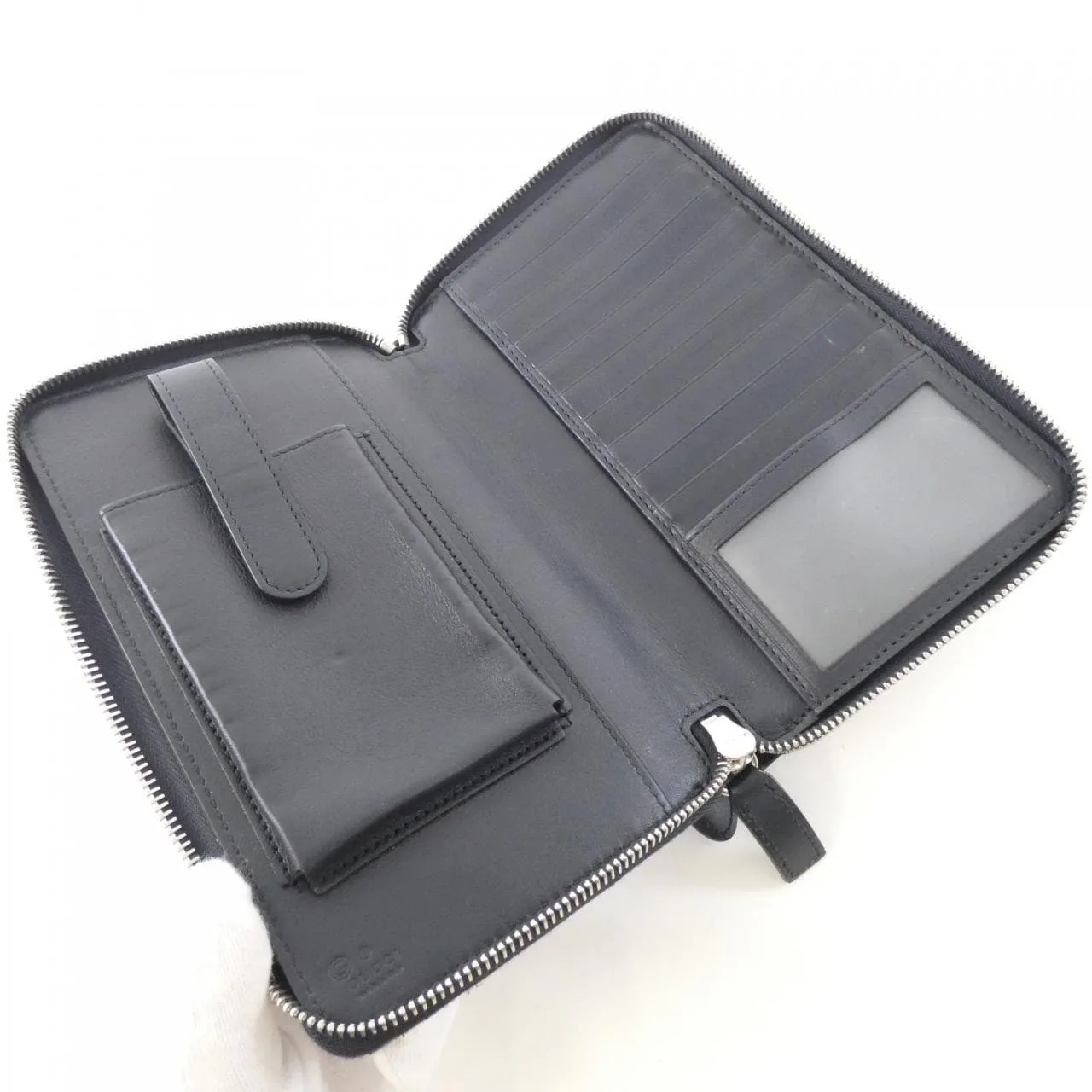 GUCCI GG Supreme 449246 BMJ1N Wallet Leather 黑色 皮革 中古品B - 縮圖 5