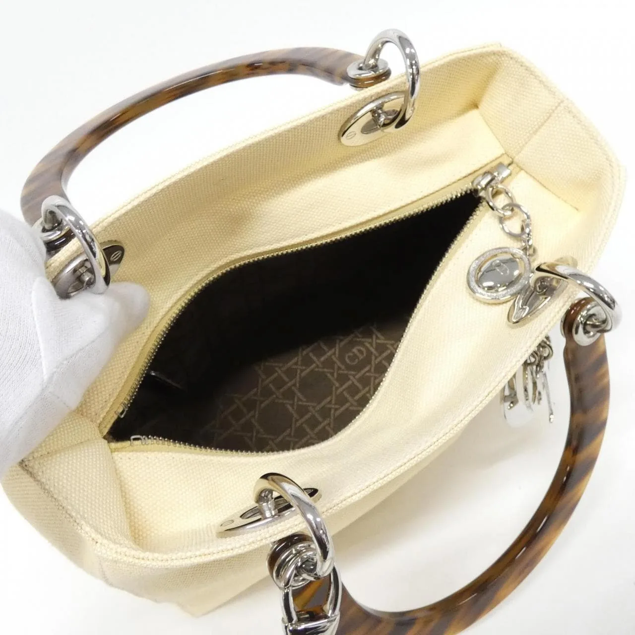 DIOR Lady Dior Handbag Canvas Beige Canvas Rank A - Thumbnail 8