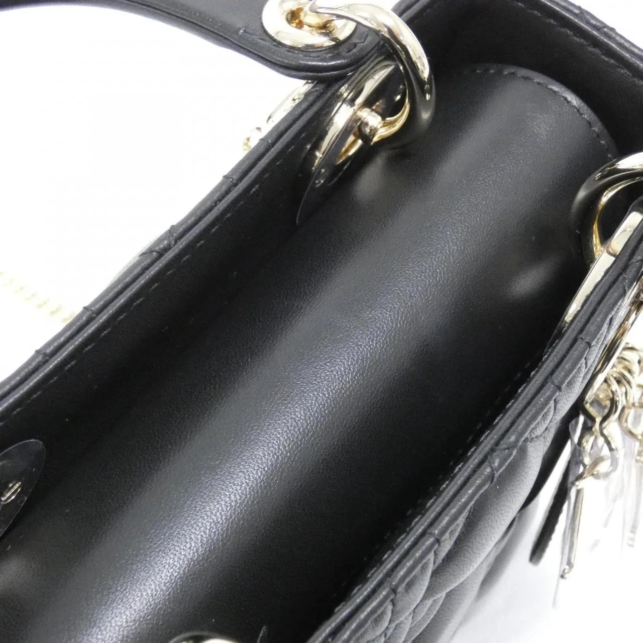 DIOR Lady Dior M0505ONGE Handbag Lambskin Black Lambskin Rank A - Thumbnail 5