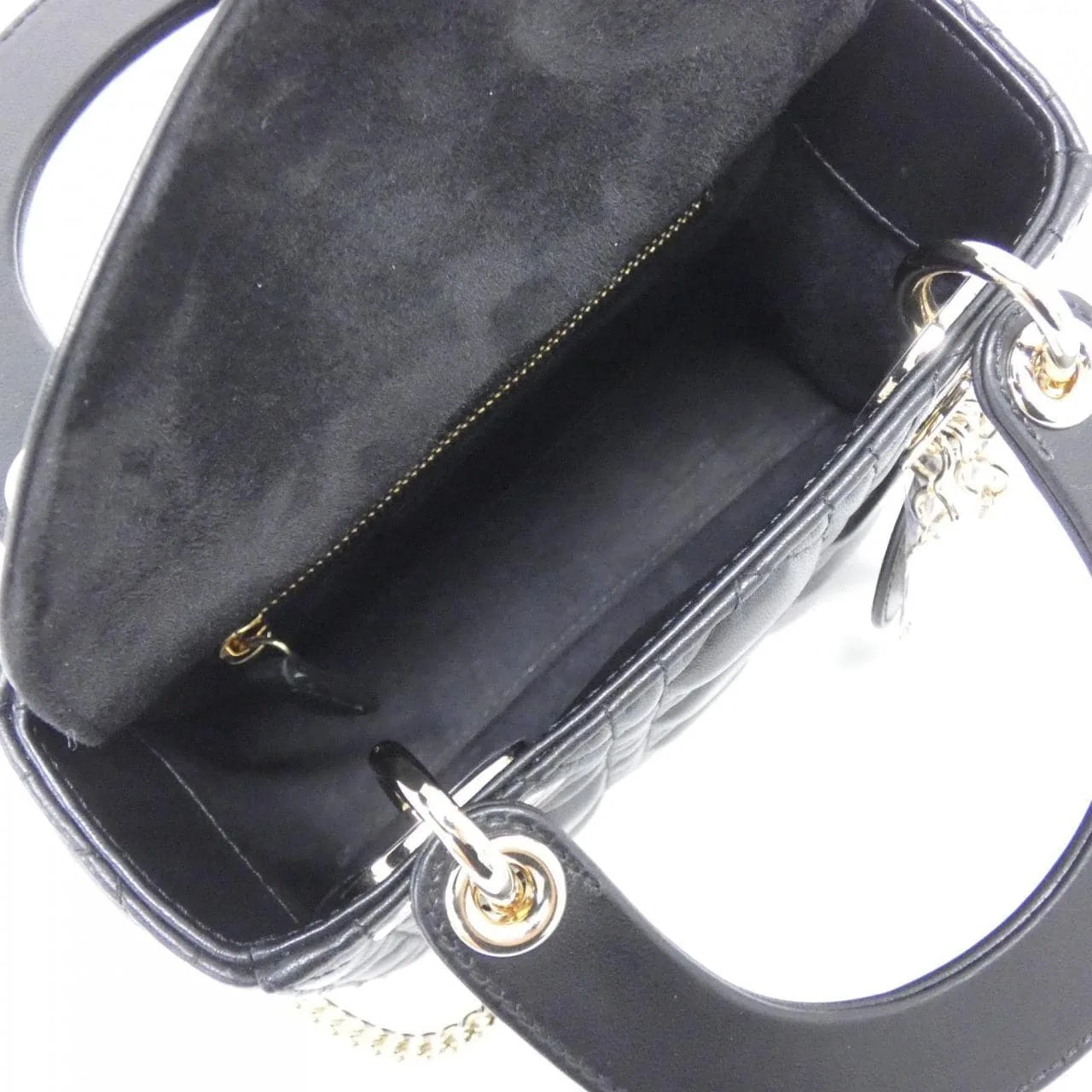 DIOR Lady Dior M0505ONGE Handbag Lambskin Black Lambskin Rank A - Thumbnail 9