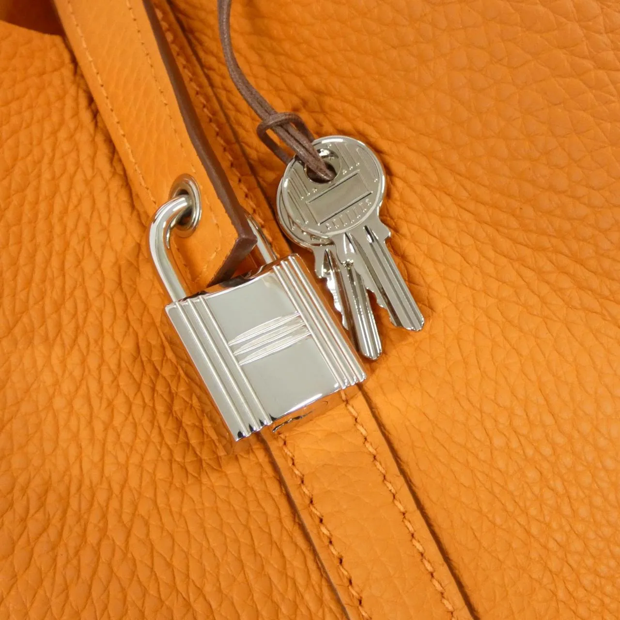 HERMES Picotin 056289CK Handbag Clemence 橙色 Clemence 皮 中古品A - 縮圖 6
