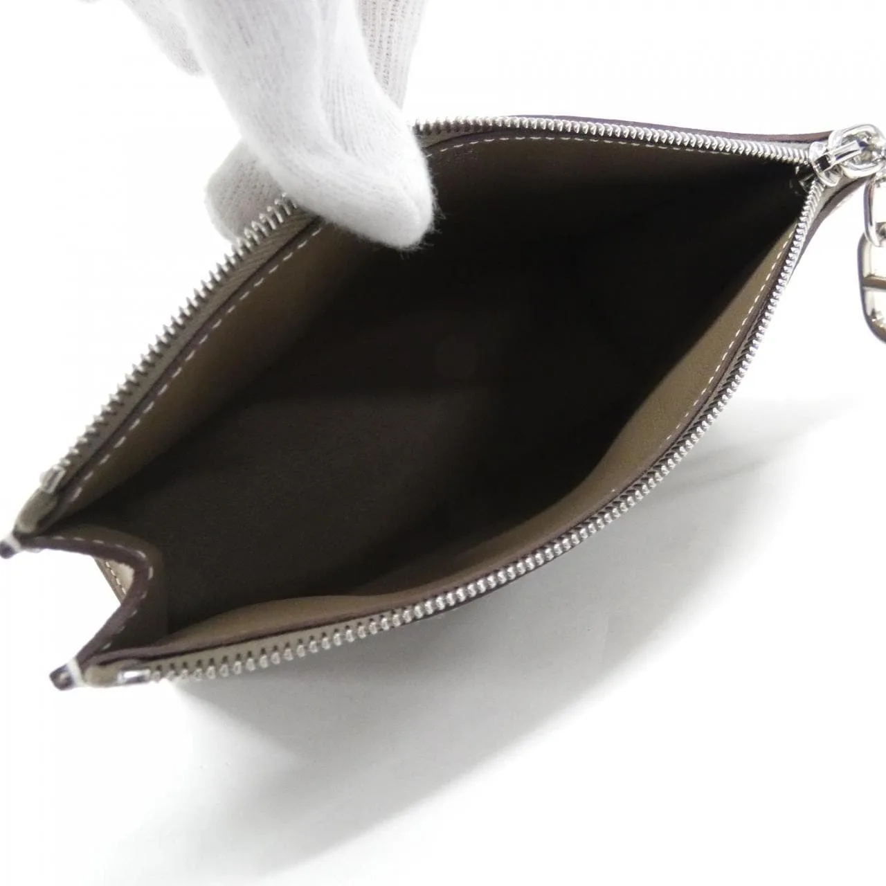 HERMES 084321CK Pouch Etoupe Rank A - Thumbnail 6