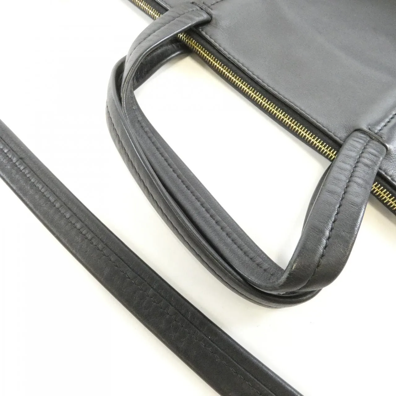 CELINE Handbag Leather 黑色 皮革 中古品B - 縮圖 6