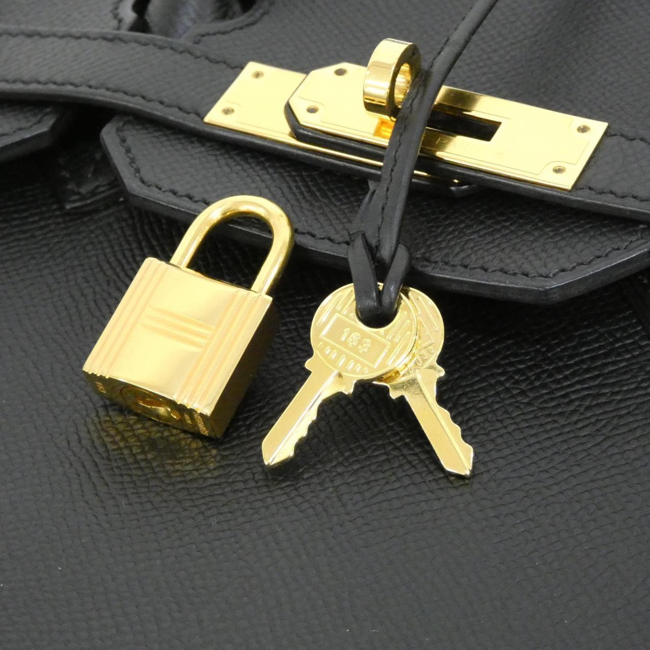 HERMES Birkin 041701CC Handbag Epsom 黑色 Epsom 皮 中古品A - 縮圖 7