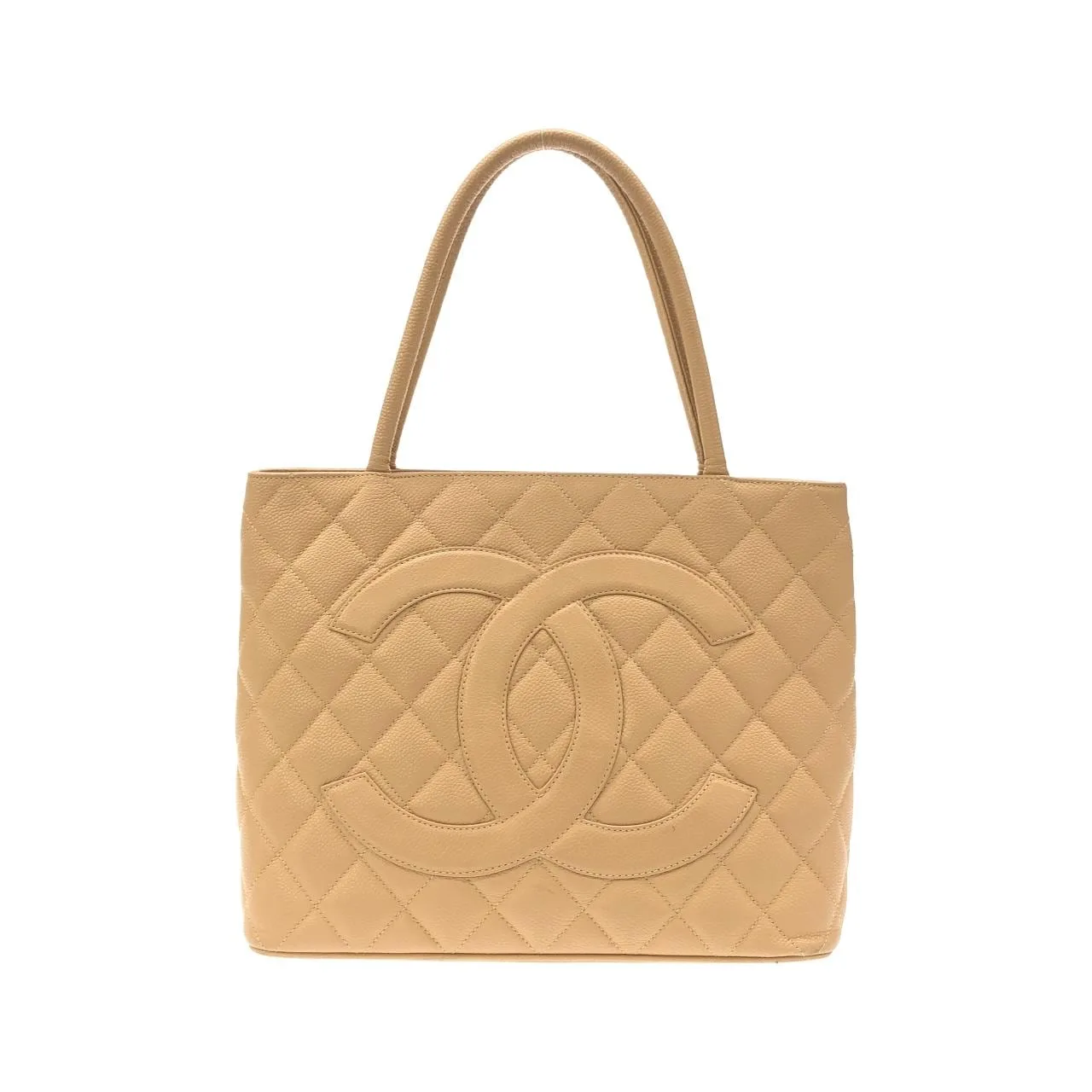 CHANEL Matelasse 1804 Handbag Grained Calfskin Beige