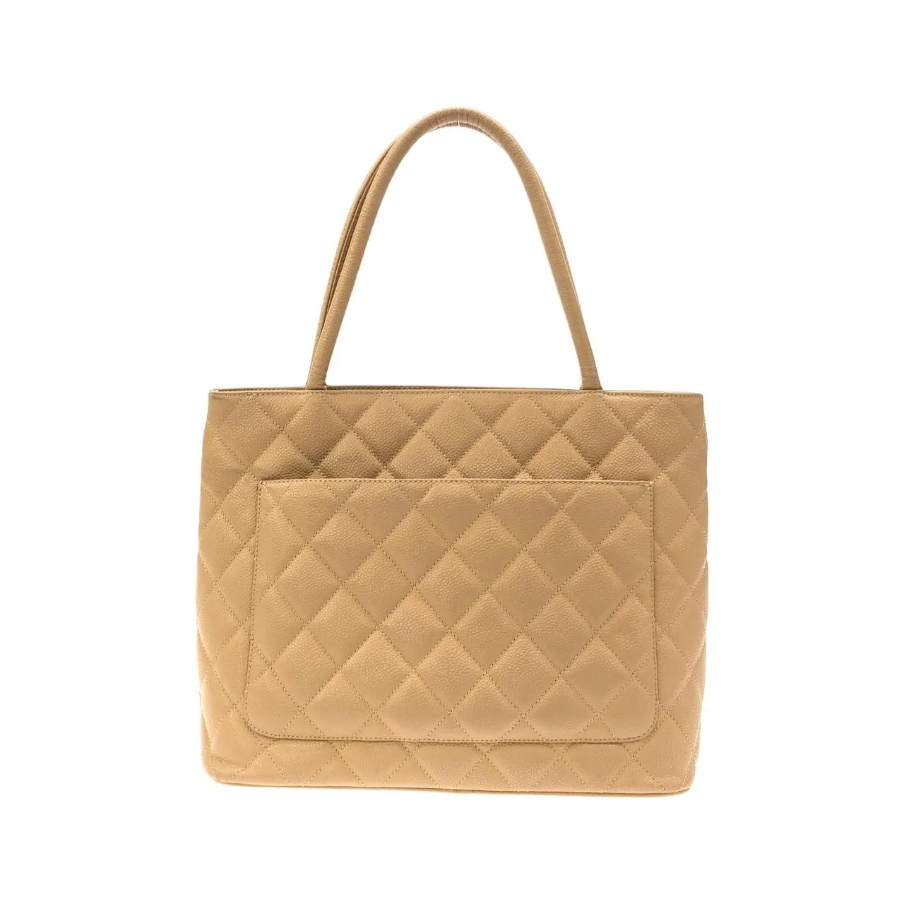 CHANEL Matelasse 1804 Handbag Grained Calfskin Beige Grained Calfskin Rank B - Thumbnail 2