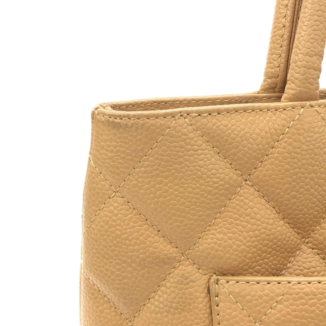 CHANEL Matelasse 1804 Handbag Grained Calfskin Beige Grained Calfskin Rank B - Thumbnail 5