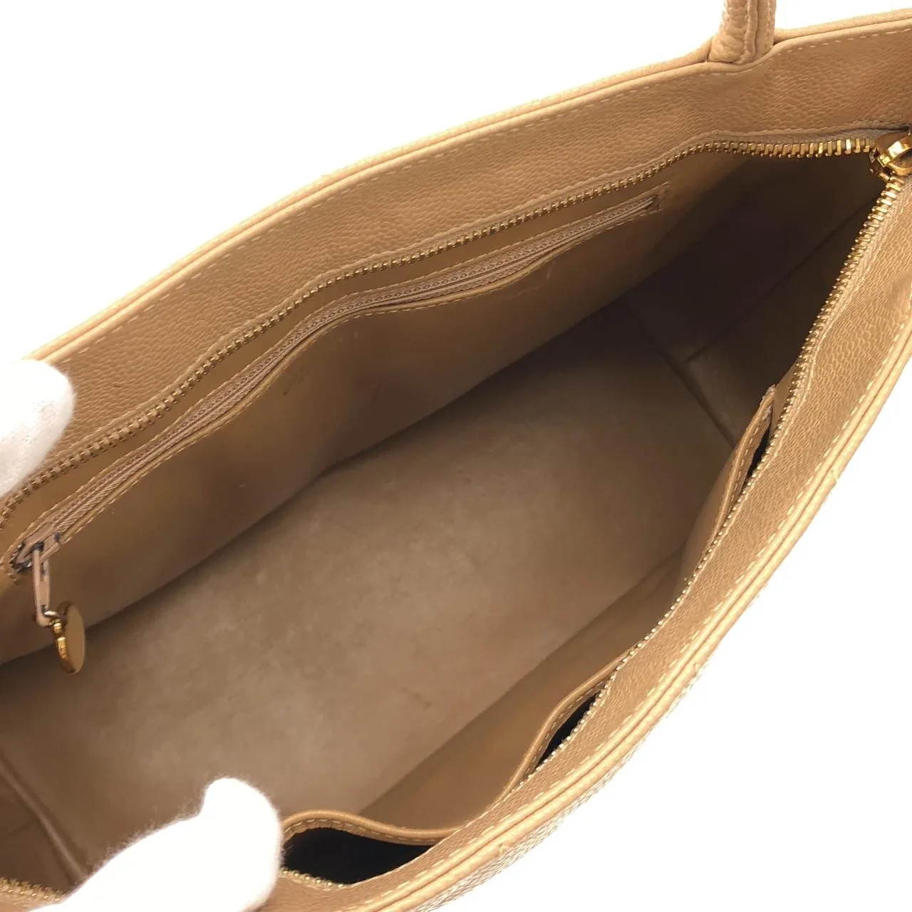 CHANEL Matelasse 1804 Handbag Grained Calfskin Beige Grained Calfskin Rank B - Thumbnail 7