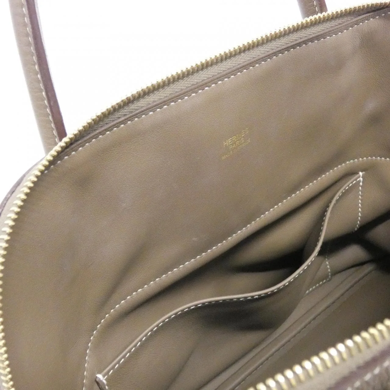 HERMES Bolide 073419CC Handbag Clemence Etoupe Clemence Leather Rank B - Thumbnail 10