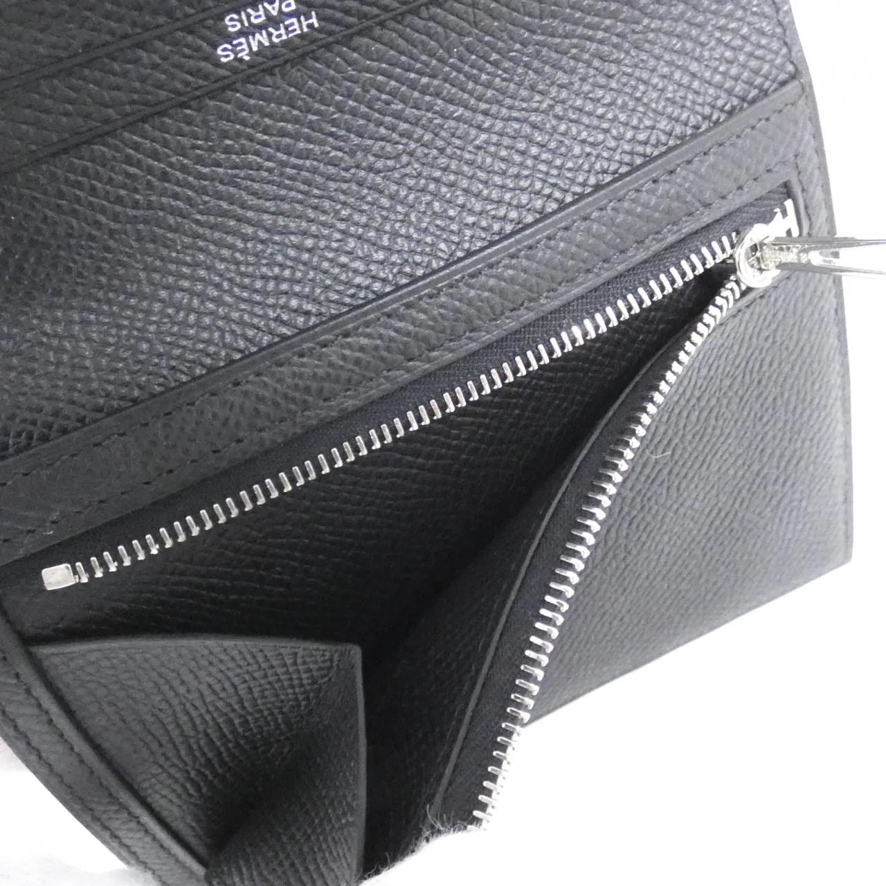 HERMES 039790CK Wallet Epsom Black Epsom Leather Unused - Thumbnail 4