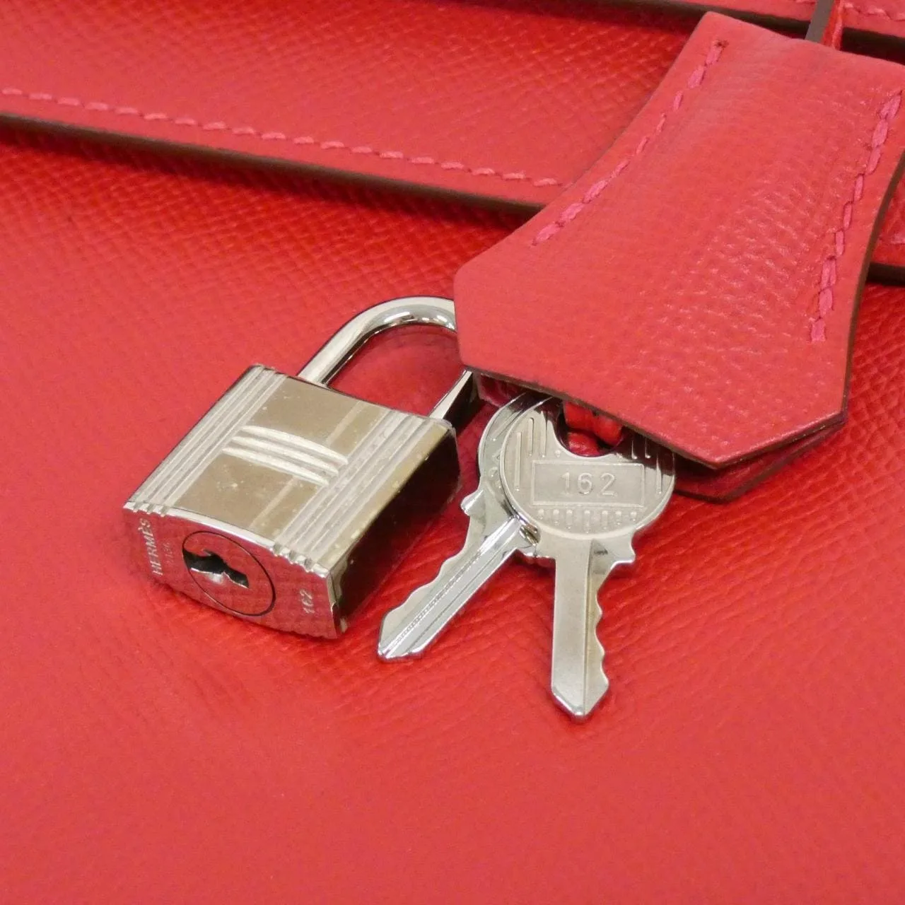 HERMES Kelly 042319CK Handbag Epsom Rouge Epsom Leather Rank A - Thumbnail 4