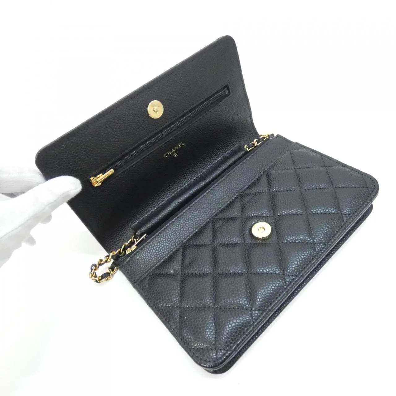 CHANEL Timeless Classic AP0250 Wallet Grained Calfskin 黑色 荔枝紋牛皮 中古品A - 縮圖 6