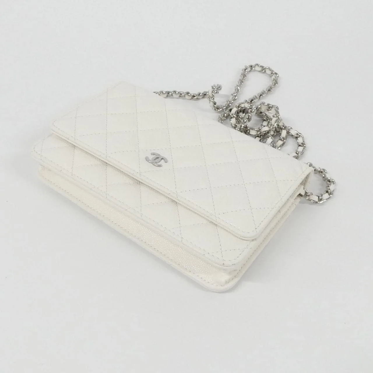 CHANEL Timeless Classic AP0250 Wallet Grained Calfskin 白色 荔枝紋牛皮 中古品A - 縮圖 3