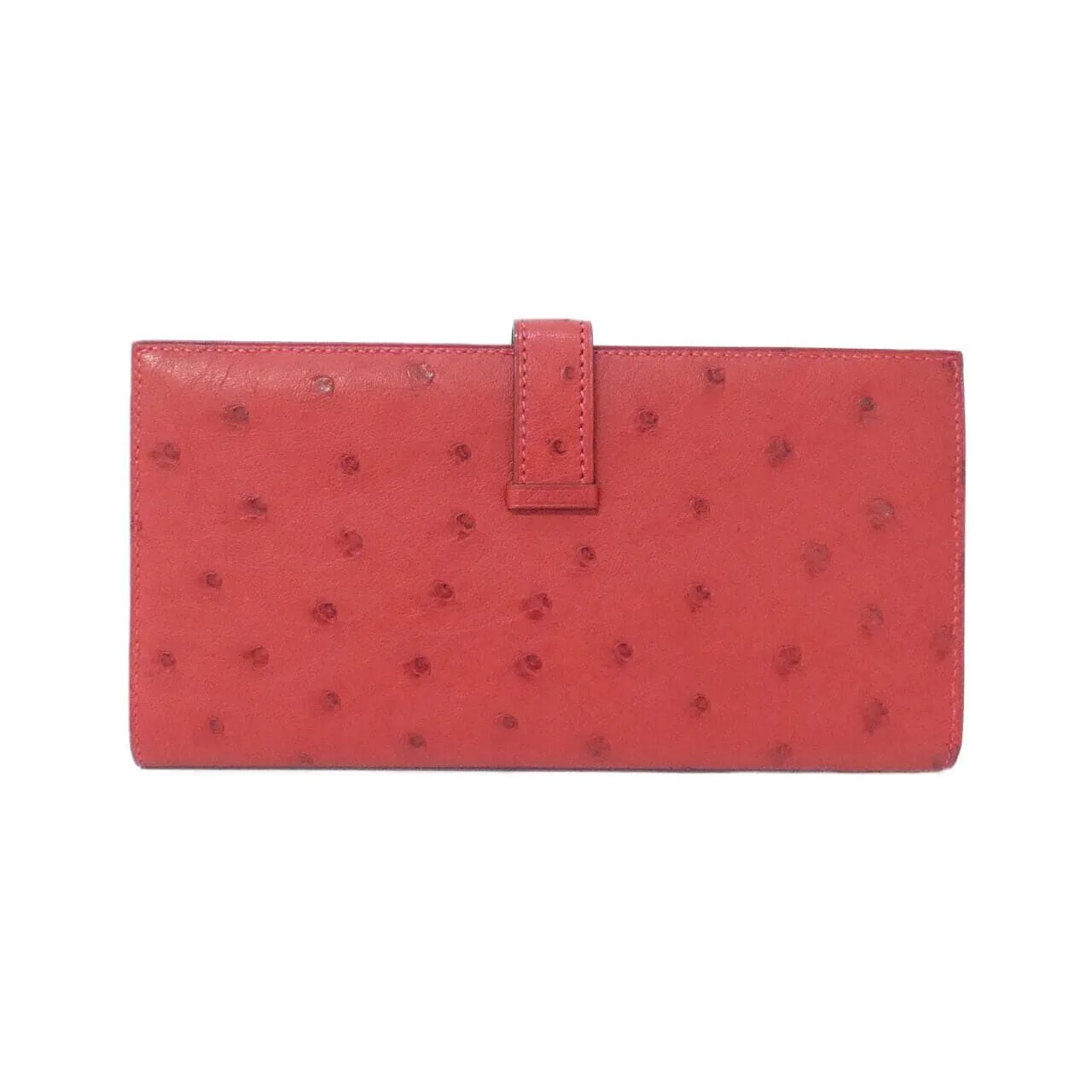HERMES 044072CK Wallet Ostrich Rouge 鴕鳥皮 中古品A - 縮圖 2