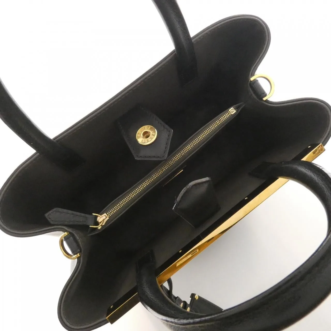 FENDI Sunshine Shopper 8BH253 3WL Handbag Black Rank B - Thumbnail 8