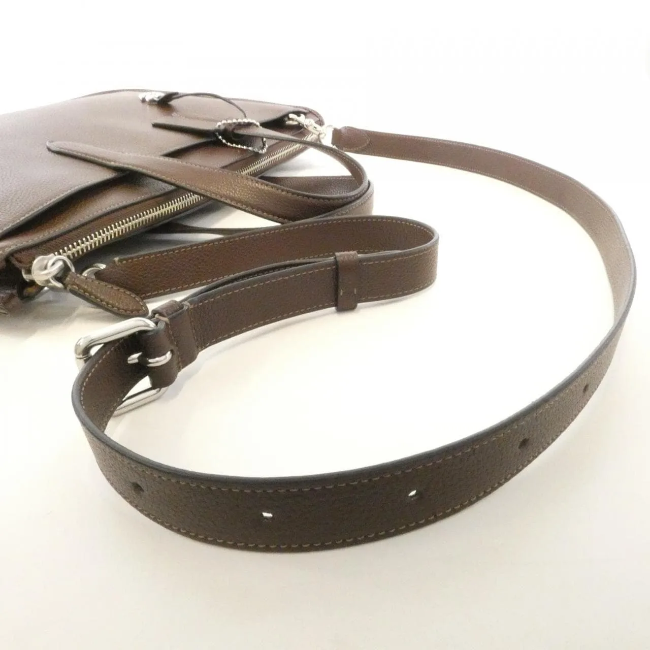 COACH CV971 Handbag Leather 棕色 皮革 中古品A - 縮圖 5