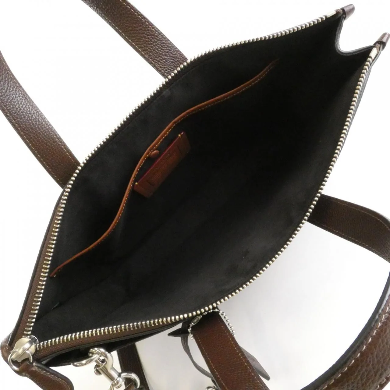 COACH CV971 Handbag Leather 棕色 皮革 中古品A - 縮圖 6