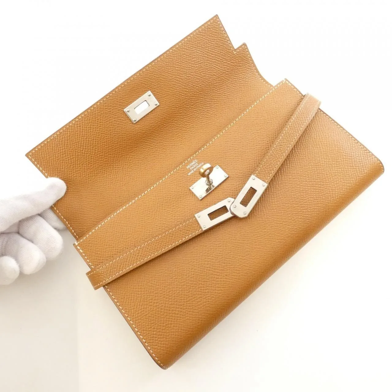 HERMES Kelly 051300CK Wallet Epsom Gold Epsom Leather Rank B - Thumbnail 8