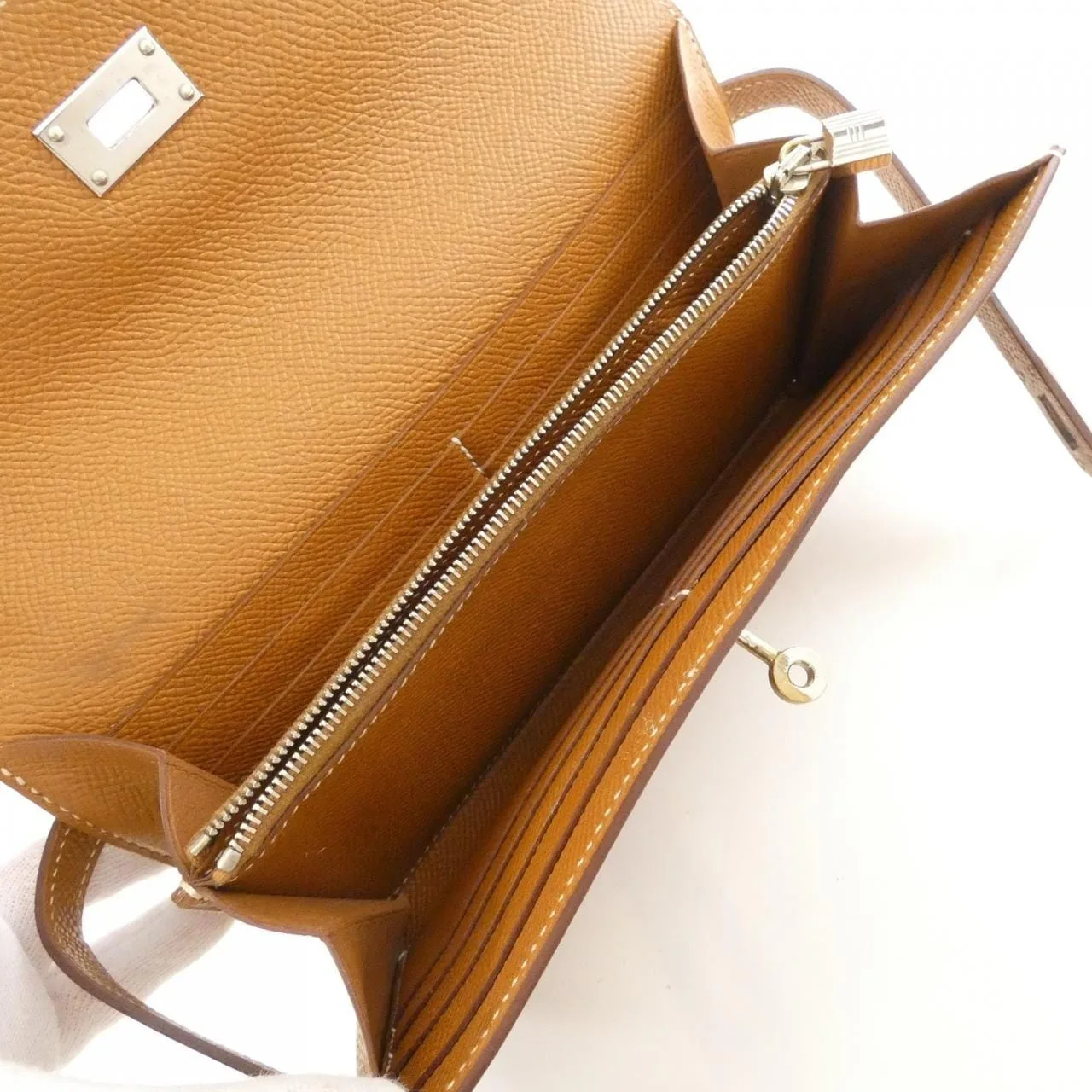 HERMES Kelly 051300CK Wallet Epsom Gold Epsom Leather Rank B - Thumbnail 9