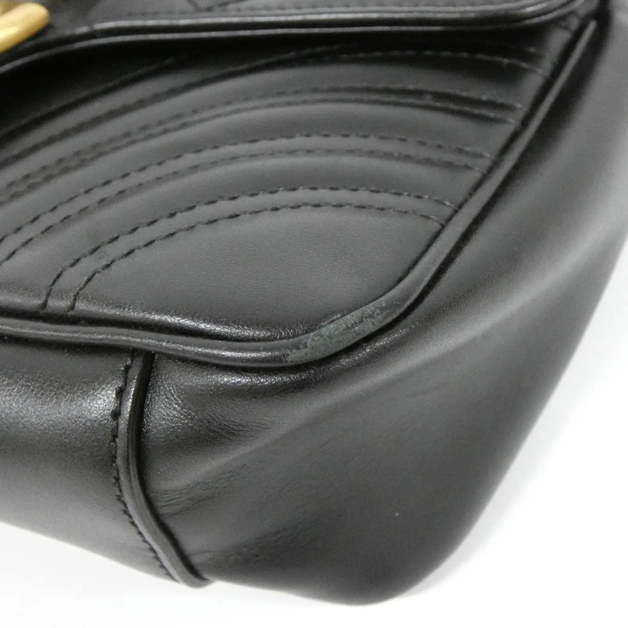 GUCCI Marmont 443497 DTDIT Shoulder Leather 黑色 皮革 中古品A - 縮圖 3