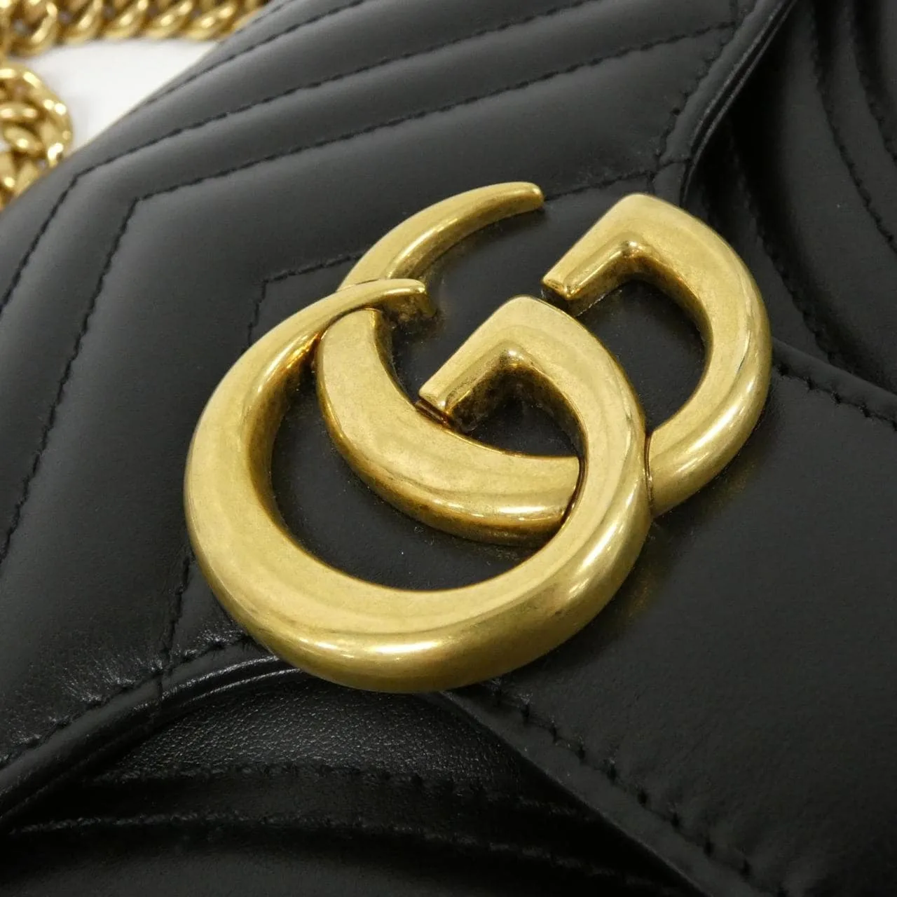 GUCCI Marmont 443497 DTDIT Shoulder Leather 黑色 皮革 中古品A - 縮圖 5