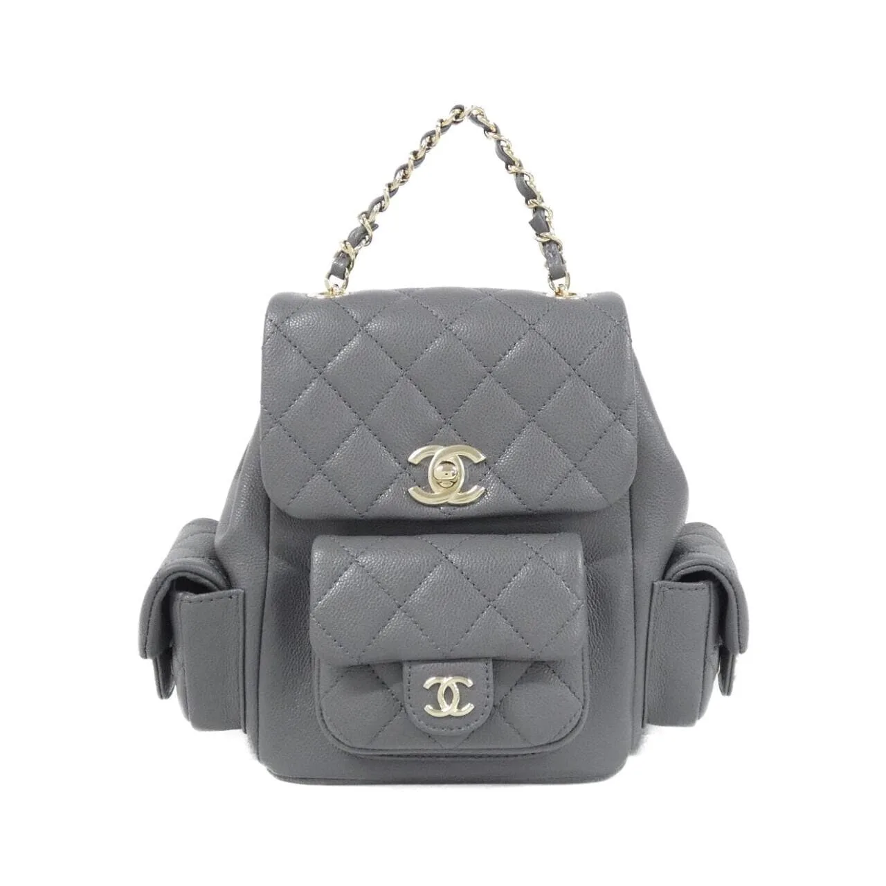 CHANEL AS4399 Backpack Grained Calfskin Grey